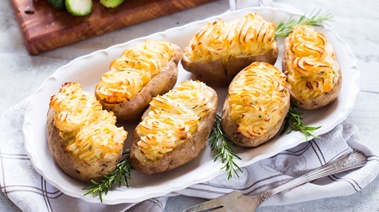 Green Onion and Cheddar Stuffed Potatoes | Thrifty Foods Recipes